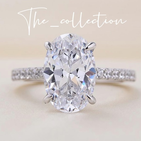 9CT 925 STERLING SILVER DIAMOND OVAL RING - Picture 3 of 6